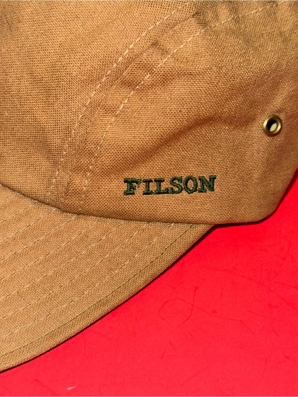 VTG Filson Tin Cloth Waxed Adjustable Fisherman Long Bill Canvas Cap Men’s OSFM - Picture 2 of 8